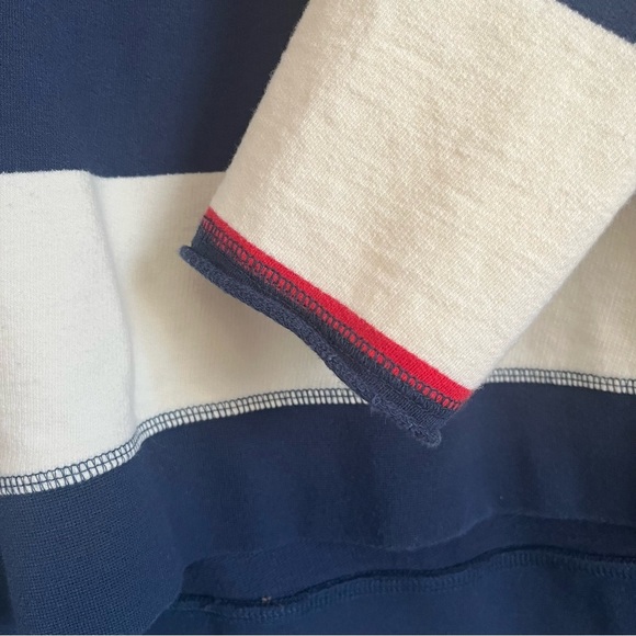 Striped Navy and White Sweater Nautical Fishermancore Fall Preppy - Picture 2 of 6